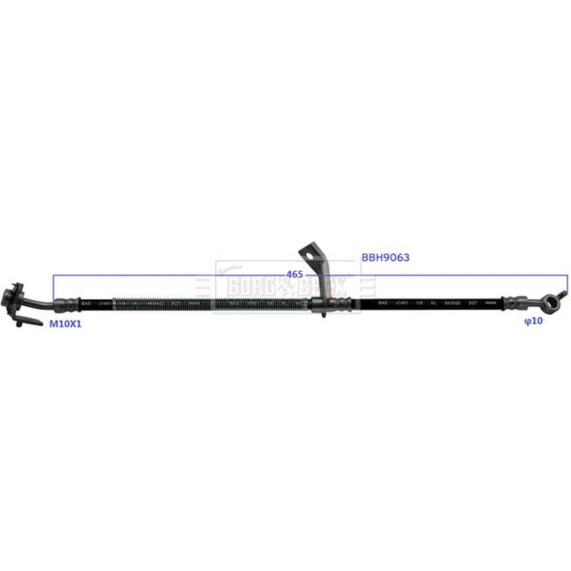 Borg & Beck Brake Hydraulic Hose Line Front Left BBH9063