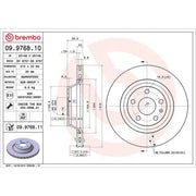 Brembo 2 x Internally Vented Rear Brake Discs 09.9768.11