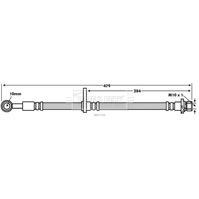 Borg & Beck Brake Hydraulic Hose Line Front Left BBH7748