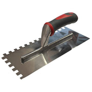 Faithfull Notched Trowel Serrated 10mm Stainless Steel Soft Grip Handle 13 x