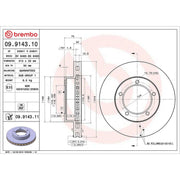 Brembo 2 x Internally Vented Front Brake Discs 09.9143.11