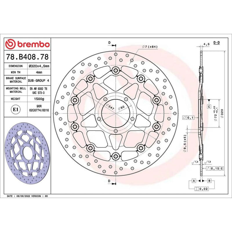 Brembo 2 x Floating Front Brake Disc Brake Discs 78B40878