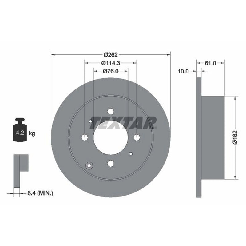 Textar 2 x Solid Rear Brake Discs 92130900