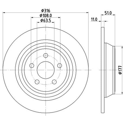 DON 2 x Solid Rear Brake Discs PCD22892