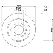 DON 2 x Solid Rear Brake Discs PCD17542