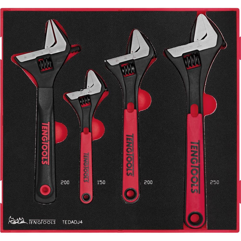 Teng Tools Adjustable Wrench Set FOAM2 4 Pieces