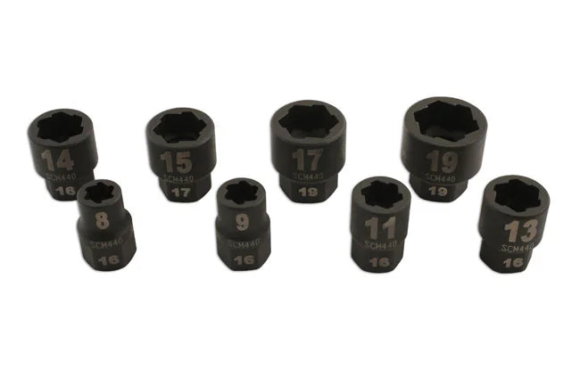 Laser Tools Damaged Nut/Bolt Remover 3/8"D 8pc - PL