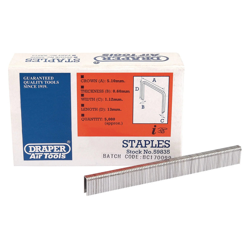 Draper Staples for Staplers, 5000 Pack