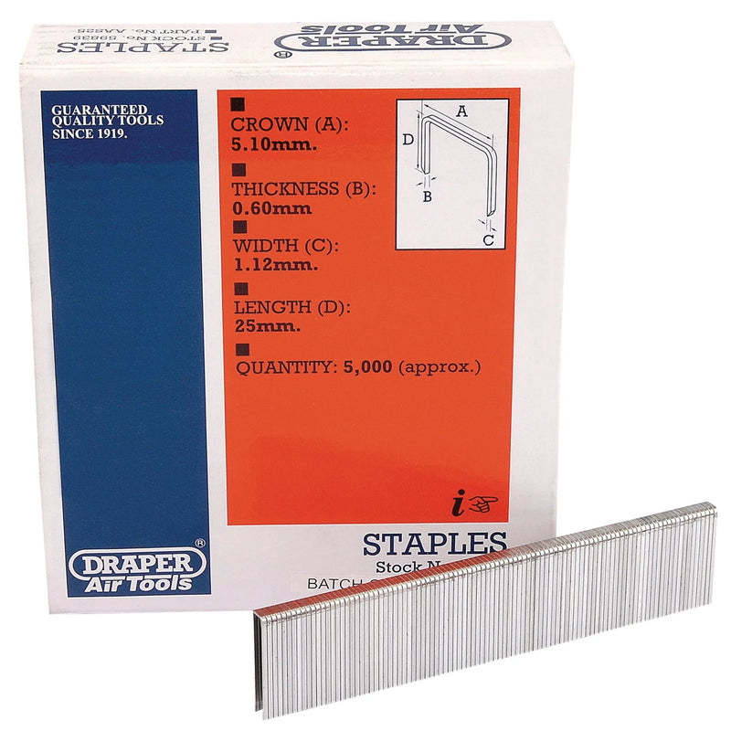 Draper Staples for Staplers, 5000 Pack