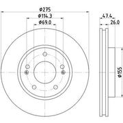Mintex 2 x Internally Vented Front Brake Discs MDC2372