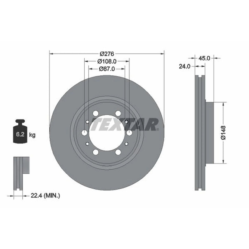 Textar 2 x Vented Front Brake Discs 92079800