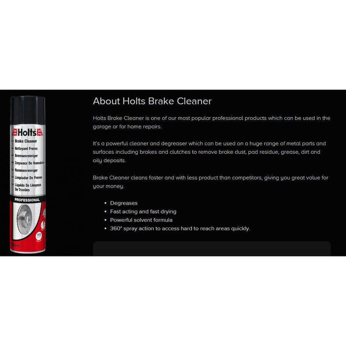Holts Professional Brake & Clutch Cleaner Spray Grime Degreaser Remover 600ml Holts  - Town Parts