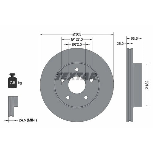 Textar 2 x Front Brake Discs 92113600