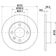 DON 2 x Solid Rear Brake Discs PCD12692