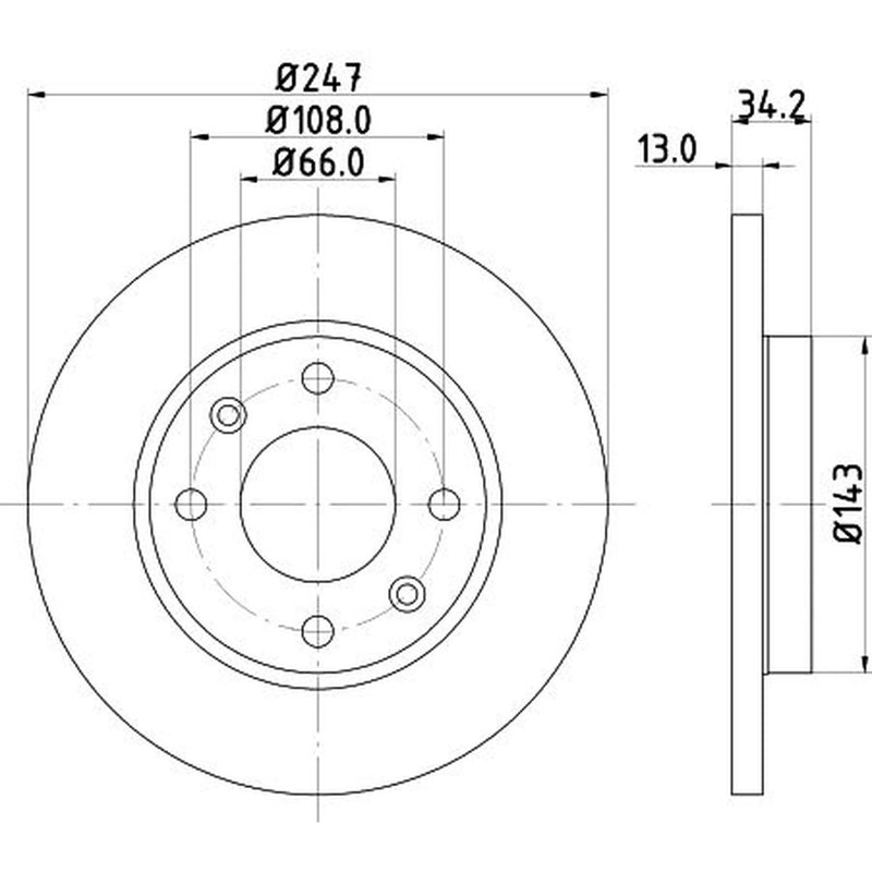 DON 2 x Solid Front Brake Discs PCD11042