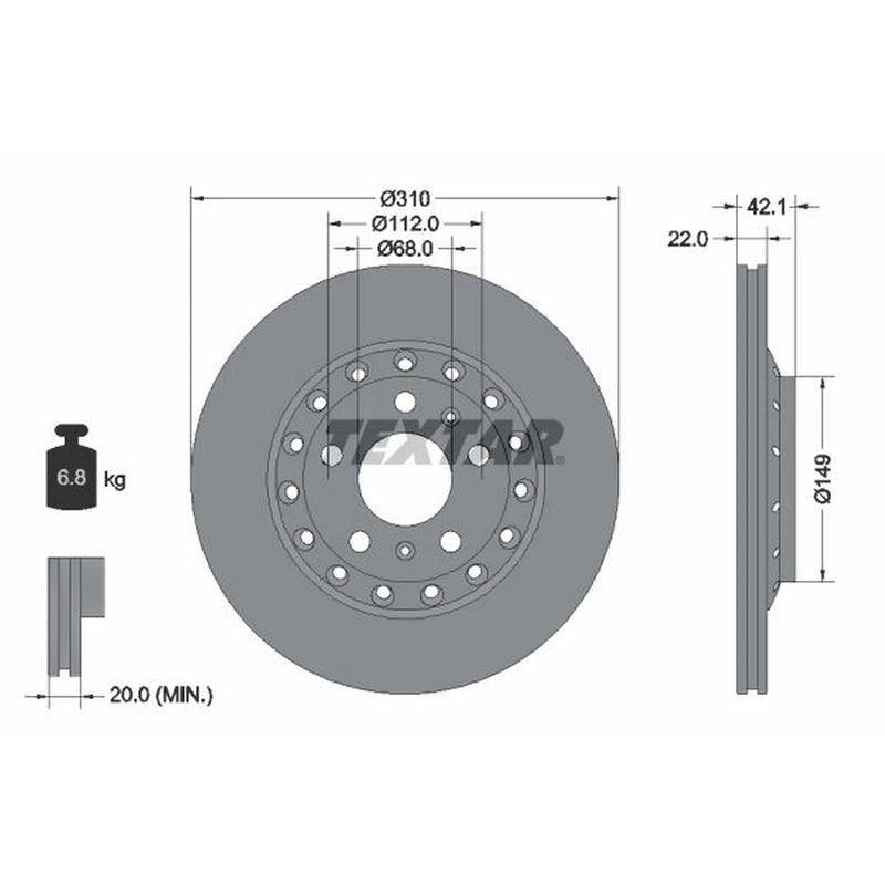 Textar 2 x Rear Brake Discs 92152303