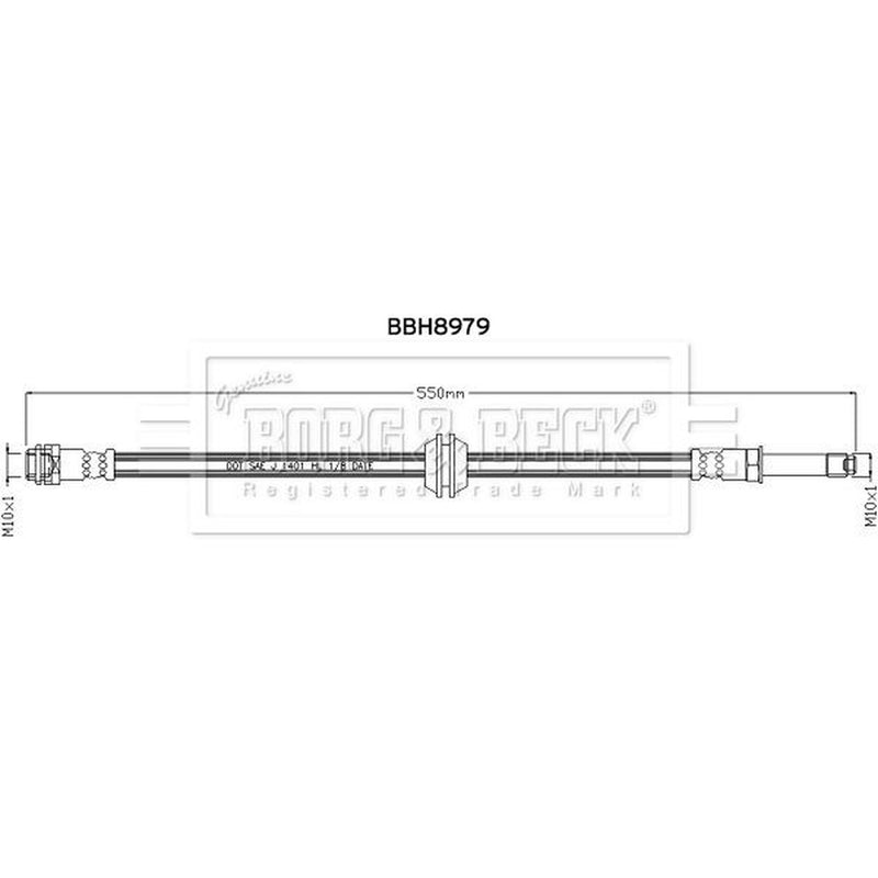 Borg & Beck Brake Hydraulic Hose Line Rear Lef BBH8979