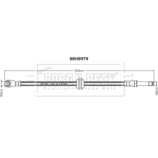 Borg & Beck Brake Hydraulic Hose Line Rear Lef BBH8979