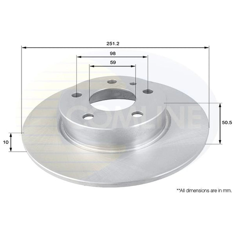 Comline 2 x Solid Rear Brake Discs ADC1806