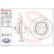 Brembo 2 x Solid Rear Brake Discs 08.N267.11