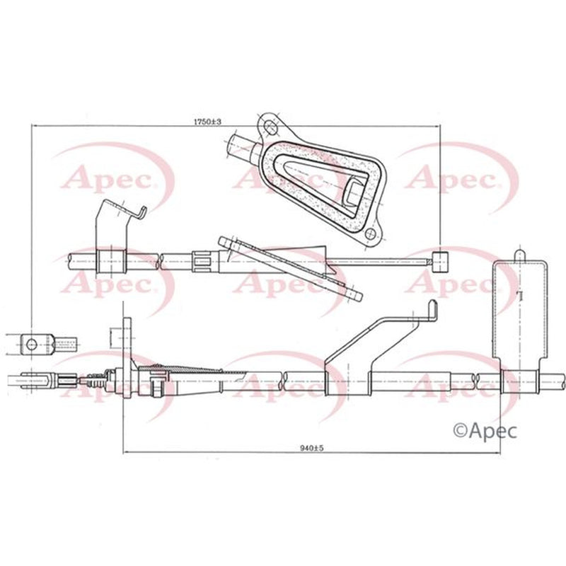 Apec Handbrake Cable Left Rear CAB1324