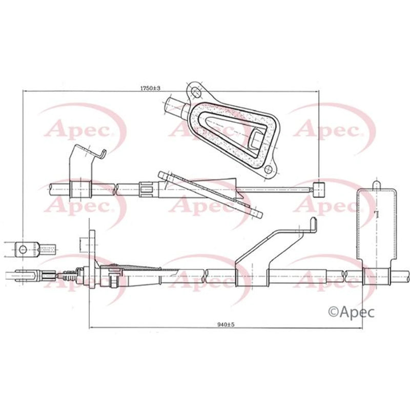 Apec Handbrake Cable Left Rear CAB1324