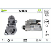 Valeo Starter Motor 12V 1.7kW 12 Teeth 438535
