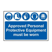 Scan Approved PPE Must Be Worn - PVC Sign 600 x 400mm - 4020
