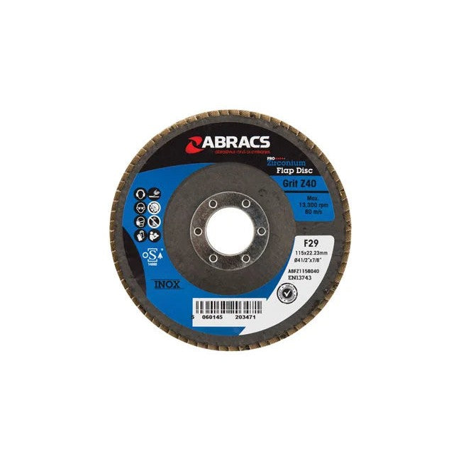 Abracs Zirconium Flap Discs x P40 5pc 100-115mm