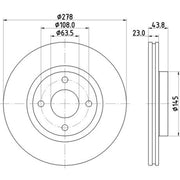 Mintex 2 x Internally Vented Front Brake Discs MDC2864C