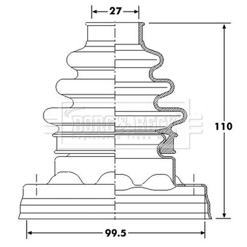 Borg & Beck Drive Shaft Bellow Kit Rear Left BCB6191