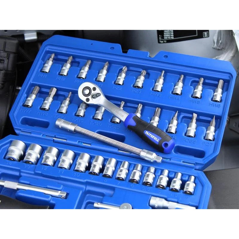 Faithfull 1/4in Drive Socket Set, 46 Piece - FAISOC1446MN