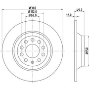 DON 2 x Solid Rear Brake Discs PCD10492