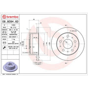 Brembo 2 x Solid Rear Brake Discs 08.8094.60