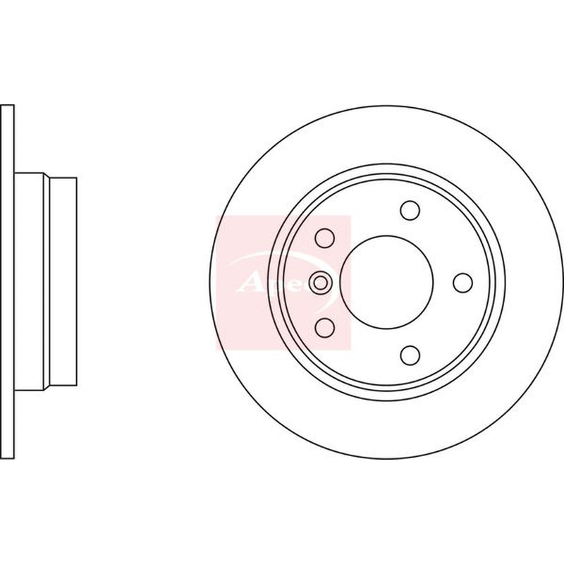 Apec 2 x Solid Rear Brake Discs DSK2477