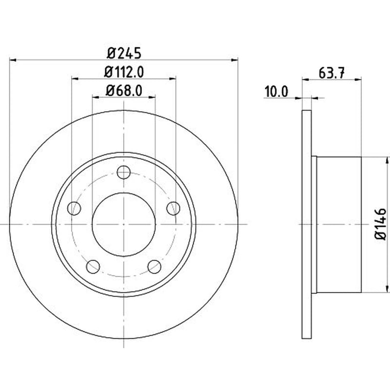 DON 2 x Solid Rear Brake Discs PCD10092