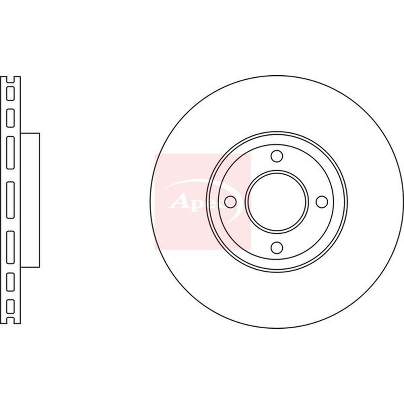 Apec 2 x Vented Front Brake Discs DSK3624