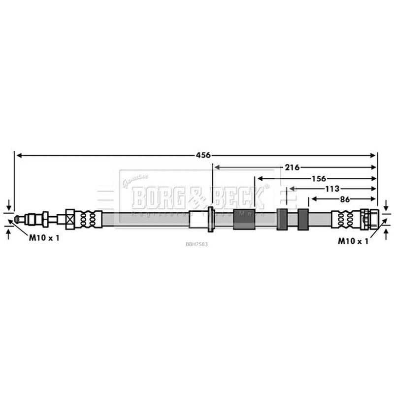 Borg & Beck Brake Hydraulic Hose Line Front Left BBH7583