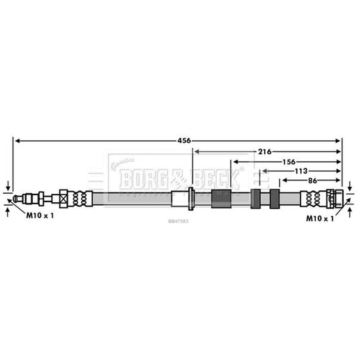 Borg & Beck Brake Hydraulic Hose Line Front Left BBH7583