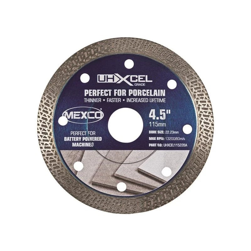 MEXCO UHXCEL Grade Porcelain & Ceramic Tile Diamond Blade 115 x 22mm