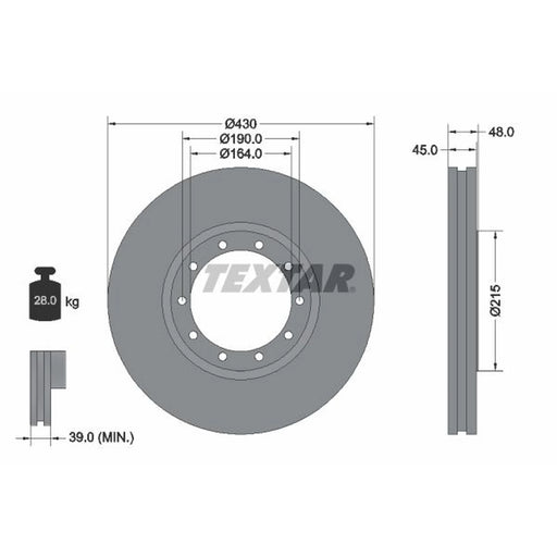 Textar 2 x Internally Vented Brake Discs 93193500