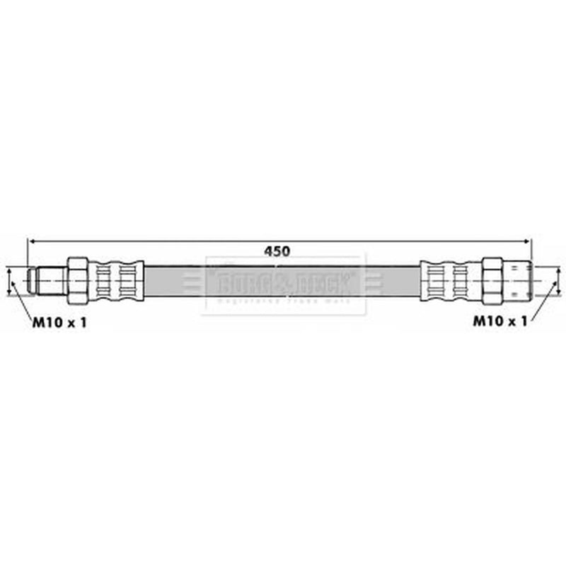 Borg & Beck Brake Hydraulic Hose Line Rear Left BBH6380