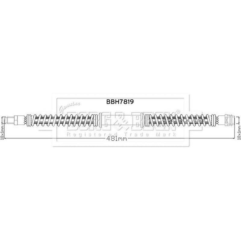 Borg & Beck Brake Hydraulic Hose Line Front Left BBH7819