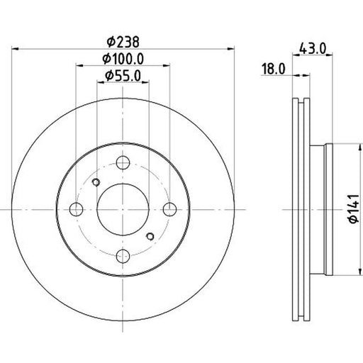 DON 2 x Internally Vented Front Brake Discs PCD15142