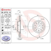 Brembo 2 x Internally Vented Front Brake Discs 09.9772.11