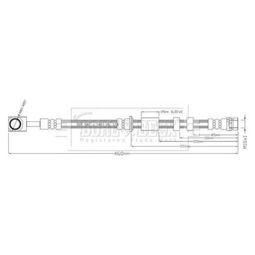 Borg & Beck Brake Hydraulic Hose Line Front Left BBH8897
