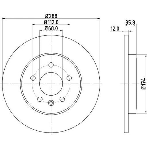 DON 2 x Solid Rear Brake Discs PCD12522