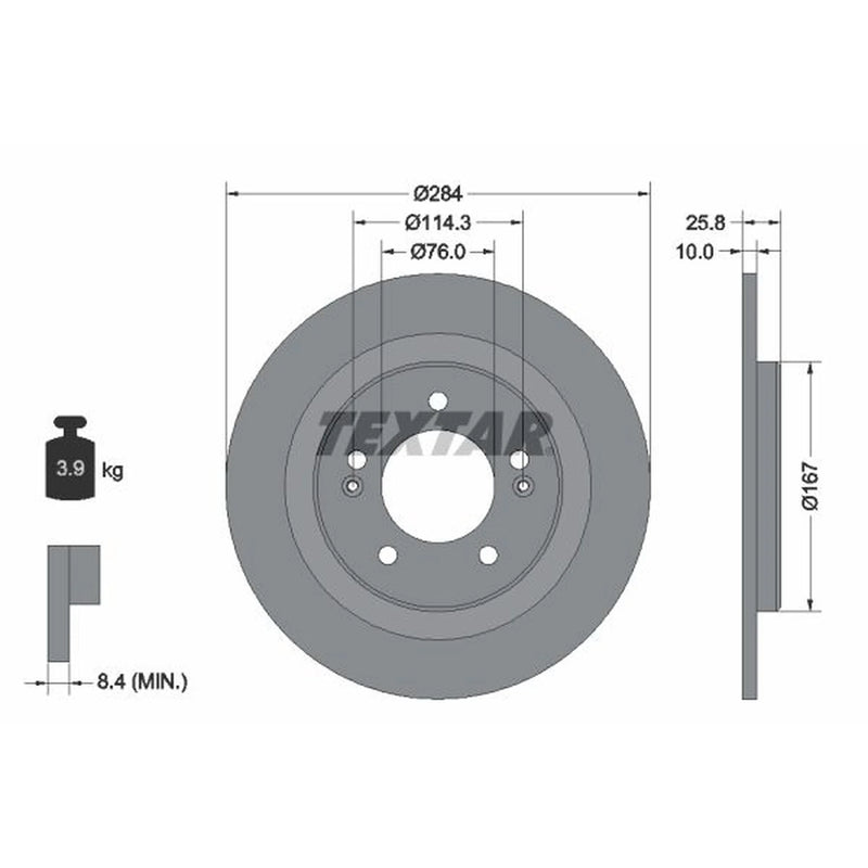Textar 2 x Solid Rear Brake Discs 92252703