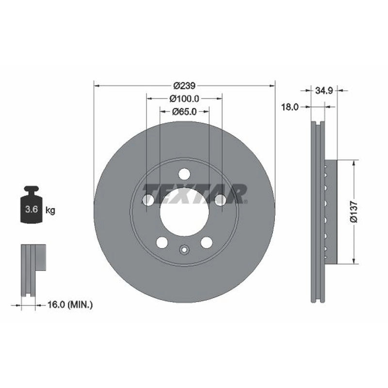 Textar 2 x Front Brake Discs 92106803
