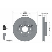 Textar 2 x Vented Front Brake Discs 92133403